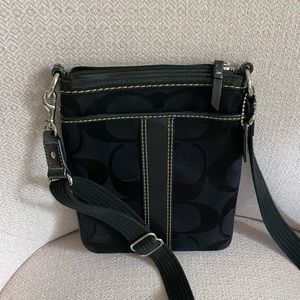 Coach black fabric crossbody bag